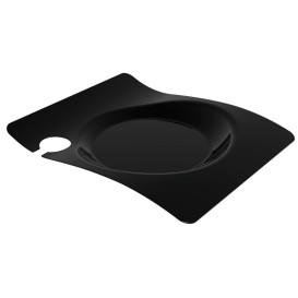 Plastic Plate with Glass Holder PS "Forma" Black 22x18 cm (12 Units) 