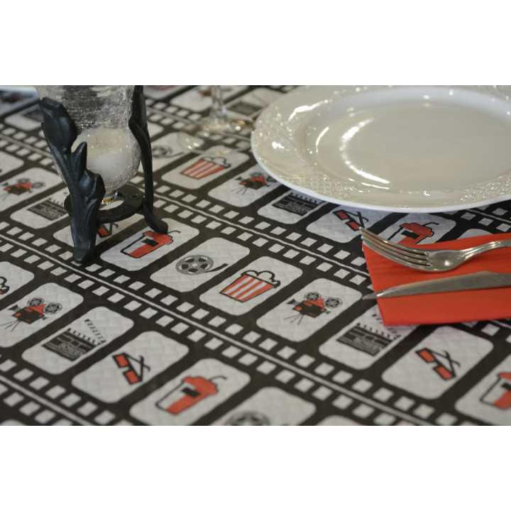 Pre-Cut Paper Tablecloth "Cinem (400 Units) a" 37g 1x1m (400 Units)  