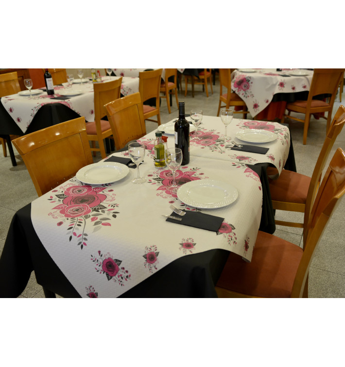 Pre-Cut Paper Tablecloth "Bouquet" 37g 1x1m (400 Units)  