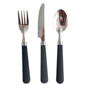 Stainless Steel Cutlery Set Fork Knife and Spoon Black (10 Units)