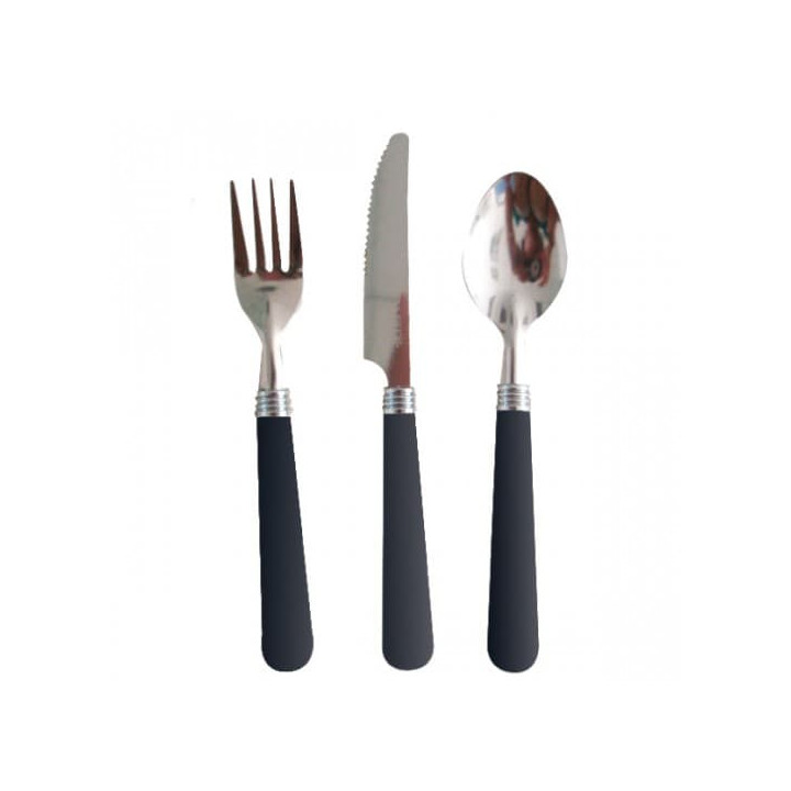 Stainless Steel Cutlery Set Fork Knife and Spoon Black (10 Units)