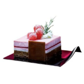 Tasting Plastic Plate PS Square shape "GOGO" Black 9x10.5cm (40 Units) 