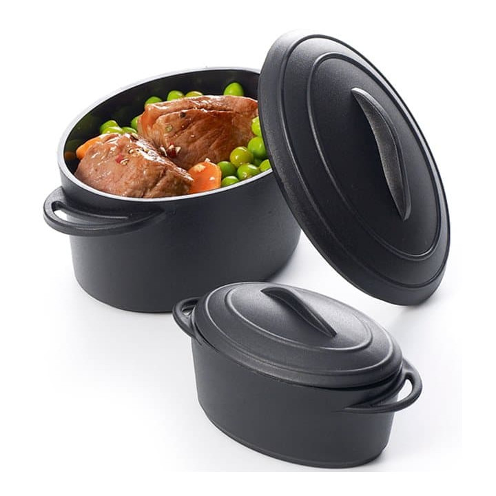 Serving Pot Tray with Lid PP Black 300ml (96 Units)