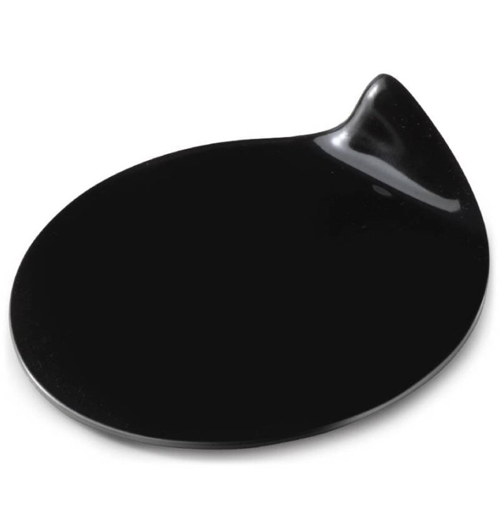 Tasting Plastic Plate PS Round shape "GOGO" Black Ø9cm (400 Units)