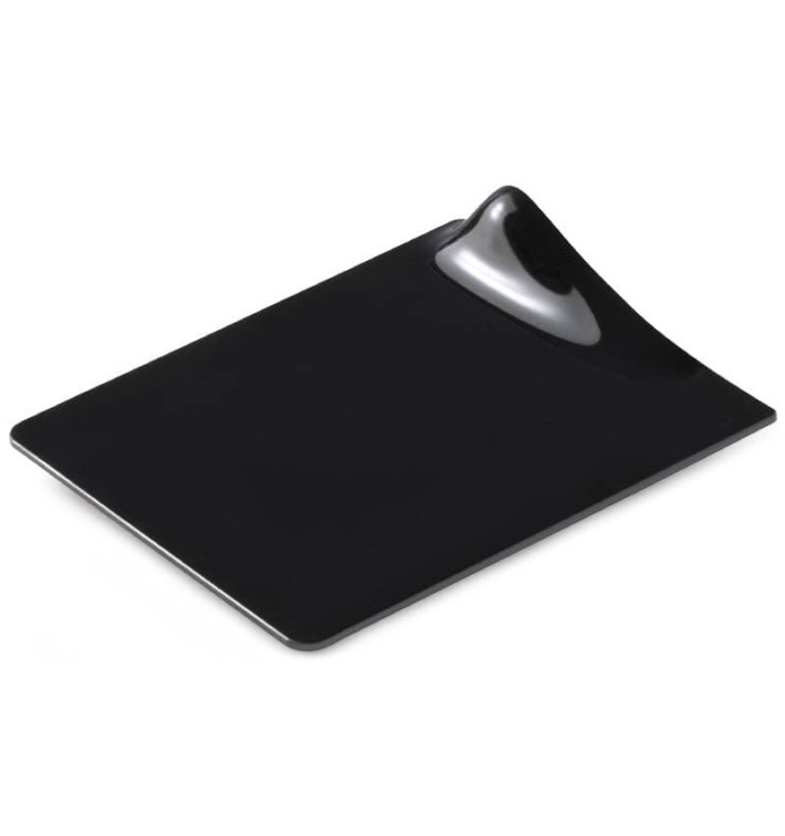 Tasting Plastic Plate PS Square shape "GOGO" Black 9x10.5cm (400 Units)