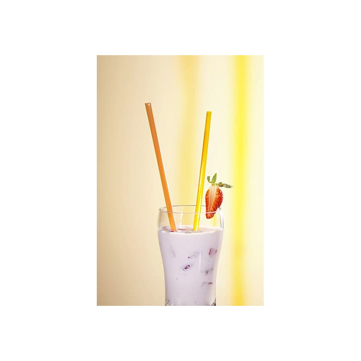 Plastic Straw for Frappé PS Straight Wrapped Ø0,8cm 22cm (500 Units)