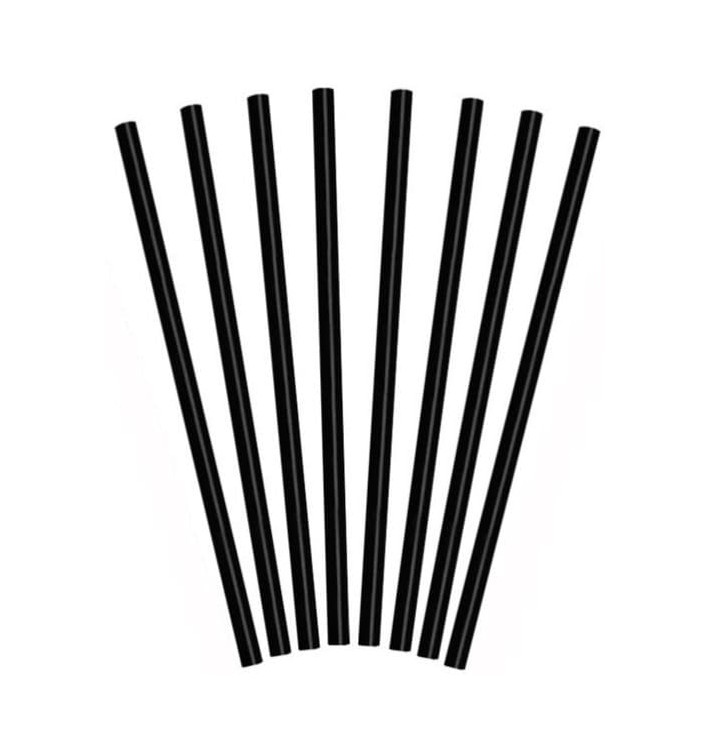 Plastic Straw for Frappé PS Straight Black Ø0,8cm 25cm (1000 Units)