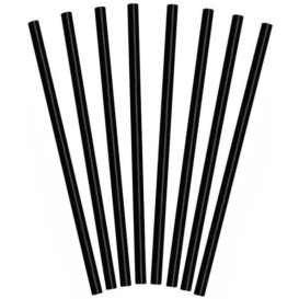 Plastic Straw for Frappé PS Straight Black Ø0,8cm 25cm (10000 Units)