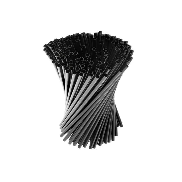 Plastic Straw for Cocktail or Mojito PS Straight Black Ø0,6cm 13cm (500 Units) 