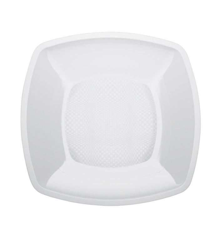 Plastic Plate Flat White Square shape PP 18 cm (300 Units)