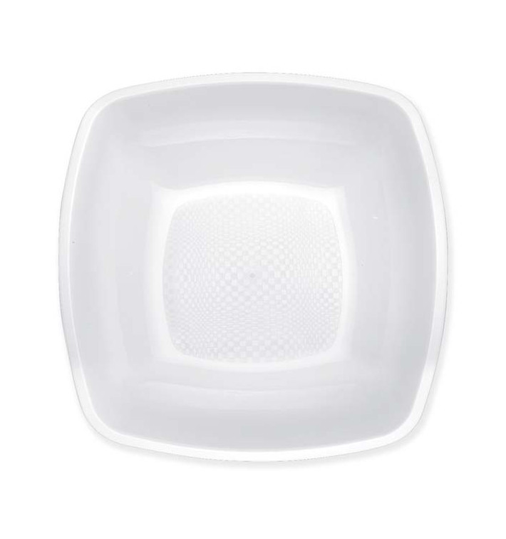 Plastic Plate Deep White Square shape PP 18 cm (25 Units) 