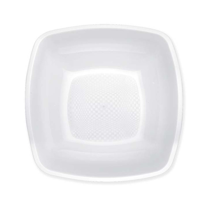 Plastic Plate Deep White Square shape PP 18 cm (25 Units) 
