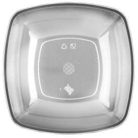 Plastic Plate Deep Clear Square shape PS 18 cm (25 Units) 