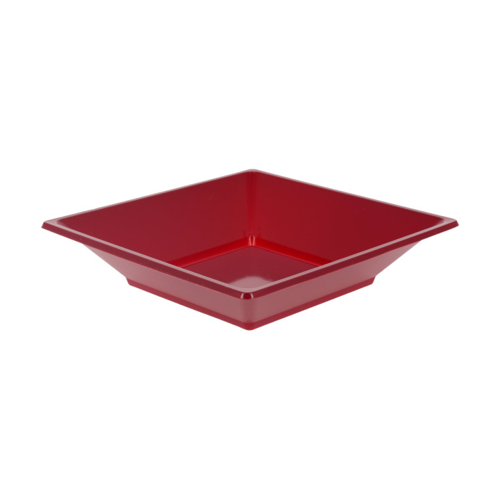 Plastic Plate Deep Square shape Burgundy 17 cm (360 Units)