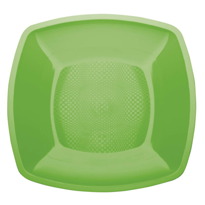 Plastic Plate Flat Lime Green Square shape PP 23 cm (300 Units)