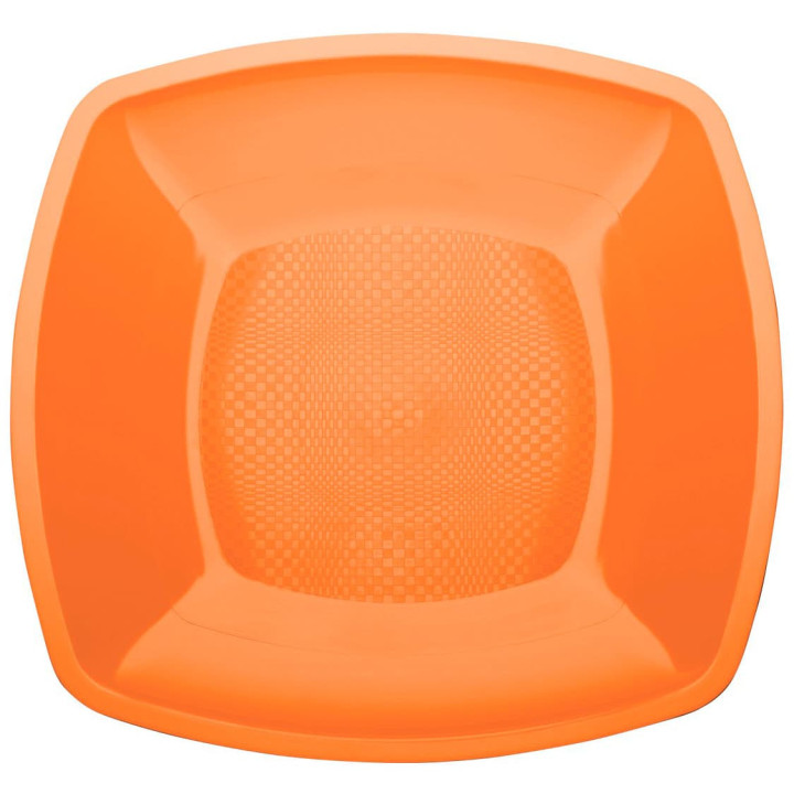 Plastic Plate Flat Orange Square shape PP 18 cm (300 Units)