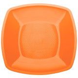 Plastic Plate Flat Orange Square shape PP 23 cm (25 Units) 