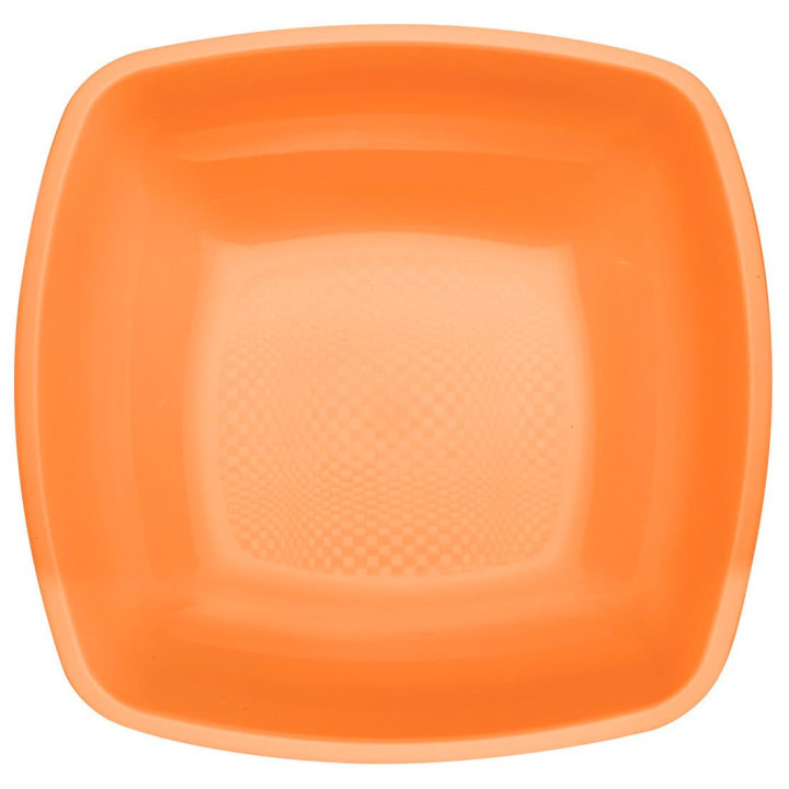 Plastic Plate Deep Orange Square shape PP 18 cm (25 Units) 