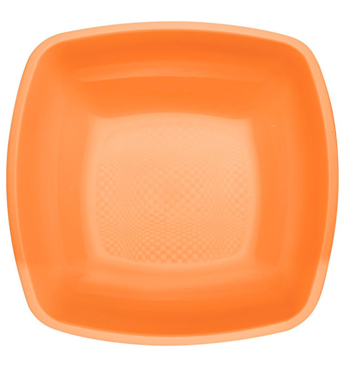 Plastic Plate Deep Orange Square shape PP 18 cm (300 Units)
