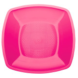 Plastic Plate Flat Fuchsia Square shape PP 23 cm (25 Units) 