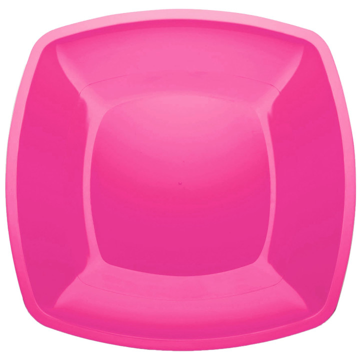 Plastic Plate Flat Fuchsia Square shape PS 30 cm (144 Units)
