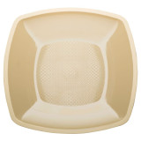 Plastic Plate Flat Cream Square shape PP 18 cm (25 Units) 