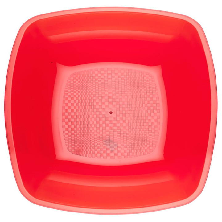 Plastic Plate Deep Red Square shape PS 18 cm (300 Units)