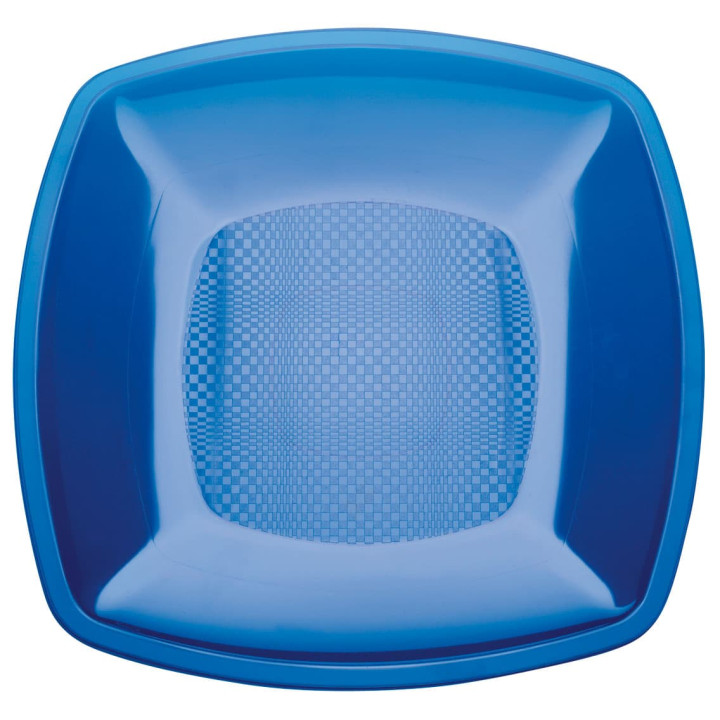 Plastic Plate Flat Blue Square shape PS 18 cm (25 Units) 