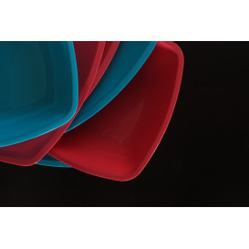 Plastic Plate Deep Blue Square shape PS 18 cm (25 Units) 