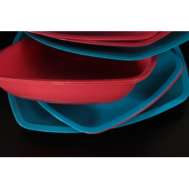 Plastic Plate Deep Blue Square shape PS 18 cm (25 Units) 