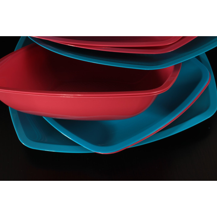 Plastic Plate Flat Blue Square shape PS 23 cm (25 Units) 