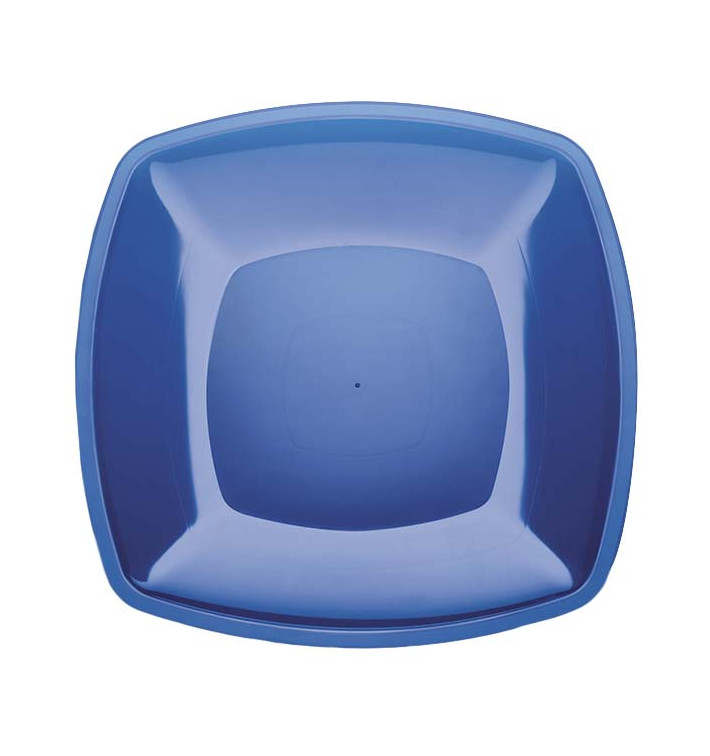Plastic Plate Flat Blue Square shape PS 30 cm (12 Units) 