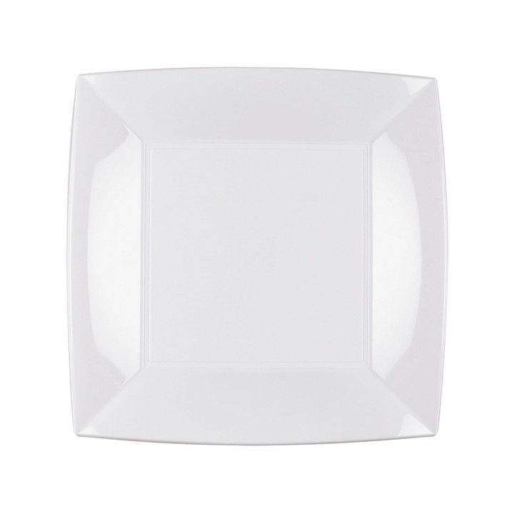 Plastic Plate Flat White "Nice" PP 23 cm (25 Units) 