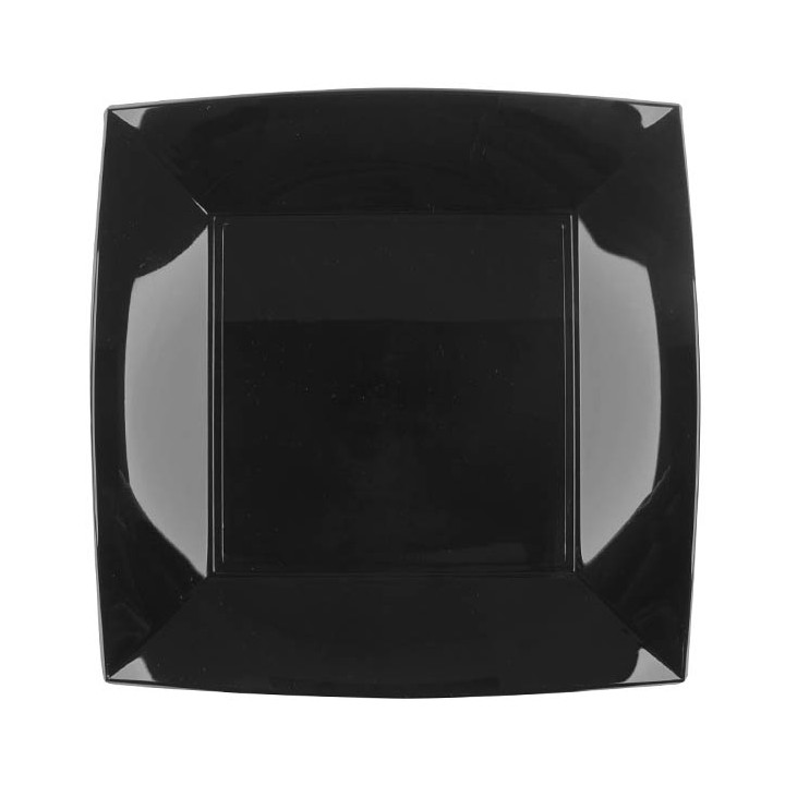 Plastic Plate Flat Black "Nice" PP 23 cm (300 Units)