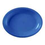 Plastic Platter Oval Shape Mediterranean Blue "Round" PP 30,5 cm (25 Units) 