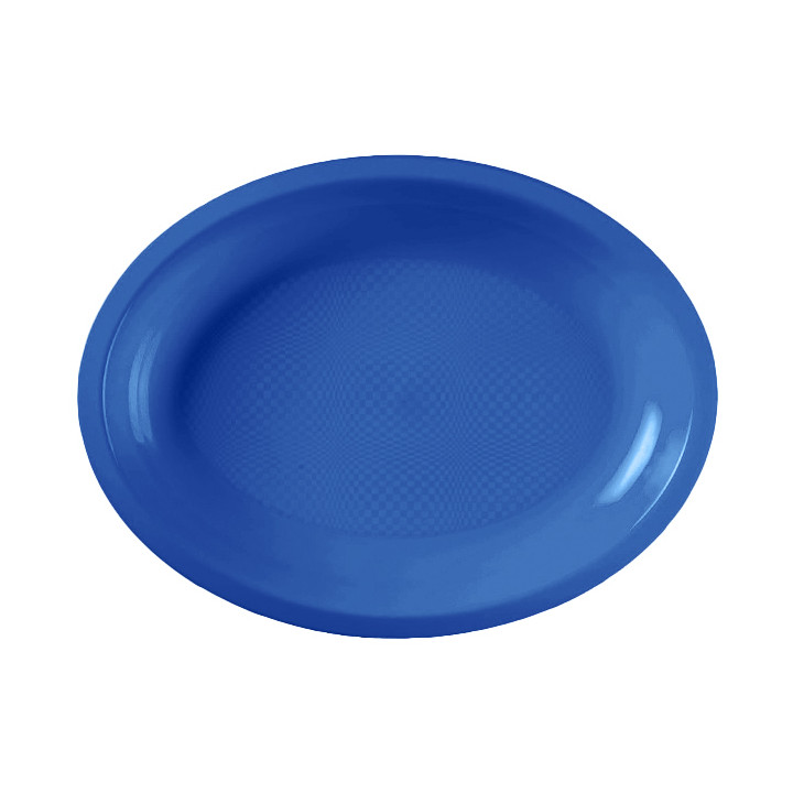 Plastic Platter Oval Shape Mediterranean Blue "Round" PP 30,5 cm (300 Units)