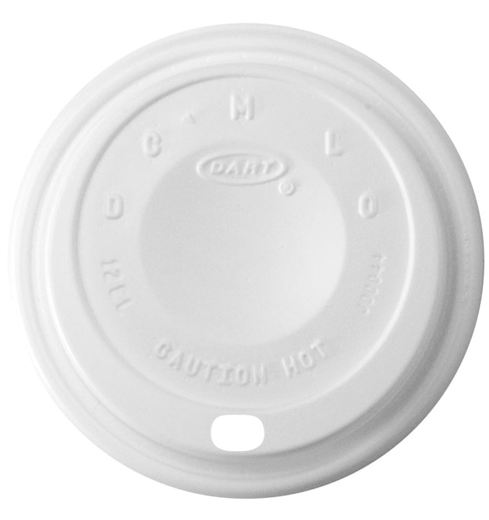 Plastic Lid PS "Cappuccino" White Ø8,9cm (1000 Units)