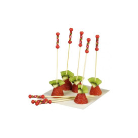 Bamboo Food Pick Red Design 12cm (200 Units)  