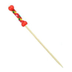 Bamboo Food Pick Red Design 12cm (5000 Units)