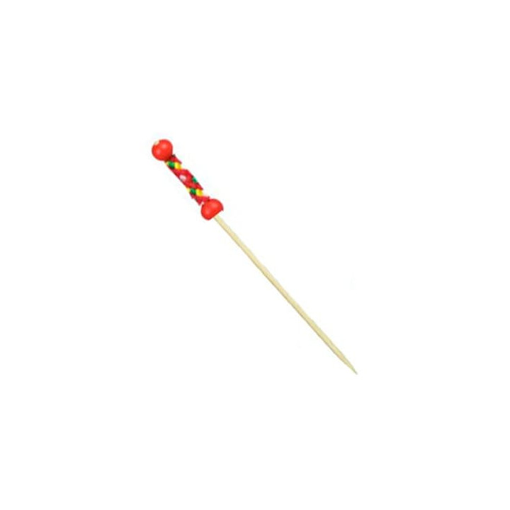 Bamboo Food Pick Red Design 12cm (5000 Units)