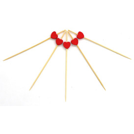 Wooden Food Pick Heart Design Red 12cm (5000 Units)