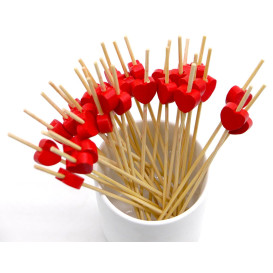 Wooden Food Pick Heart Design Red 12cm (5000 Units)