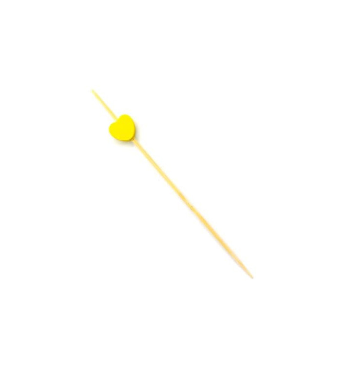 Wooden Food Pick Heart Design Yellow 12cm (200 Units)  