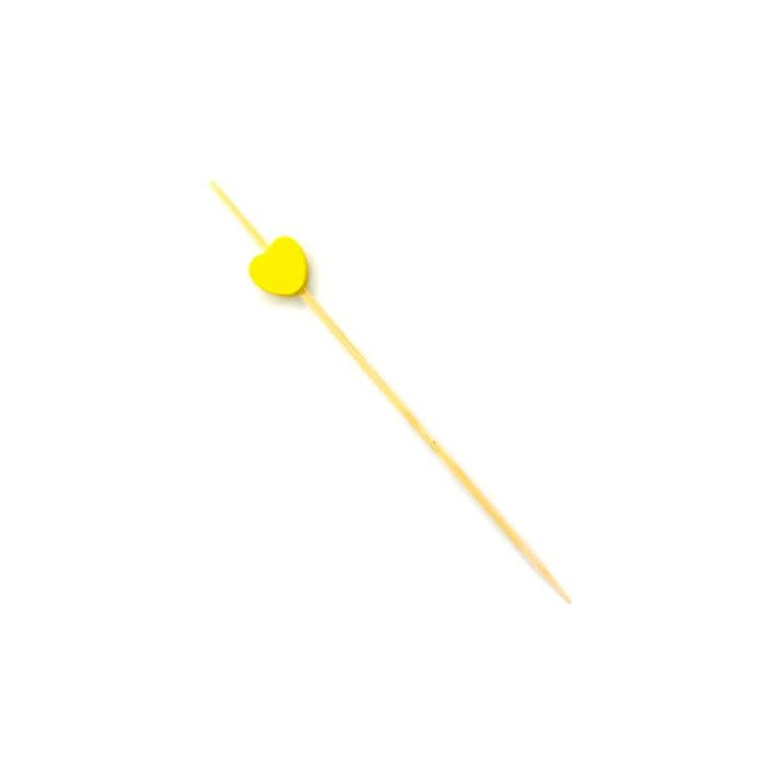 Wooden Food Pick Heart Design Yellow 12cm (200 Units)  