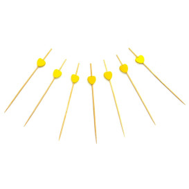 Wooden Food Pick Heart Design Yellow 12cm (5000 Units)