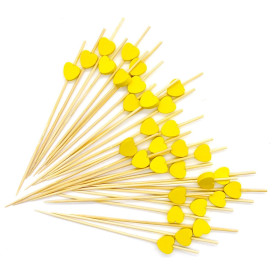 Wooden Food Pick Heart Design Yellow 12cm (5000 Units)
