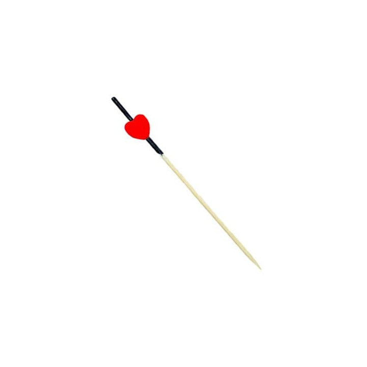Bamboo Food Pick "Heart" Design Red and Black 12cm (5000 Units)