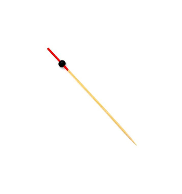 Bamboo Food Pick Ball Design Red and Black 12cm (200 Units)  