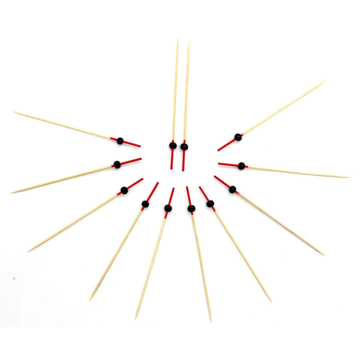 Bamboo Food Pick Ball Design Red and Black 12cm (5000 Units)