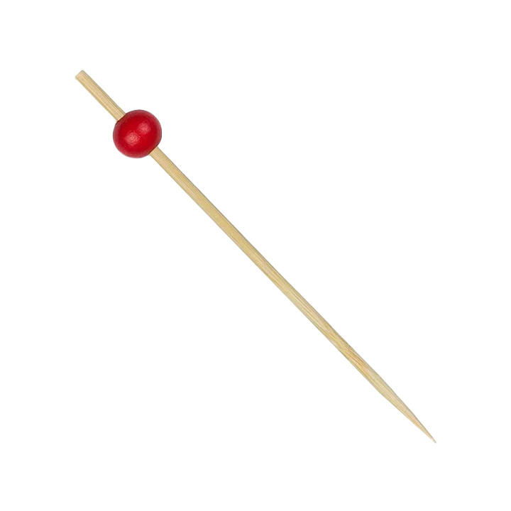 Bamboo Food Pick "Big Ball" Design Red 12cm (200 Units)  